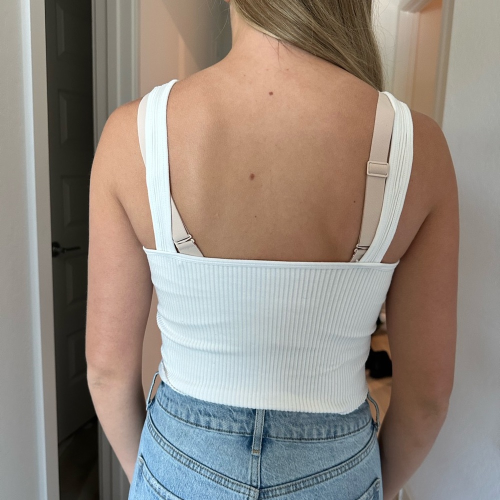 White Ribbed Tank Top - Picture 2 of 2